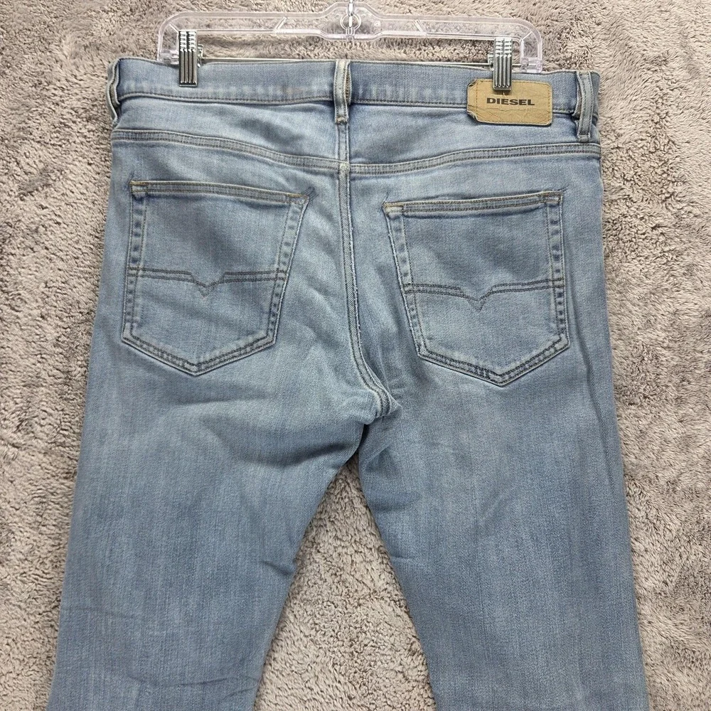 Diesel Jeans Mens 33x32 Blue D-Luster Slim Button Fly Stretch Light Wash 009EK
